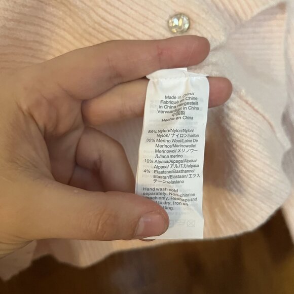 J. Crew Pink Merino Wool Alpaca Cardigan Womens Jeweled Button Down Size Large - Picture 5 of 5